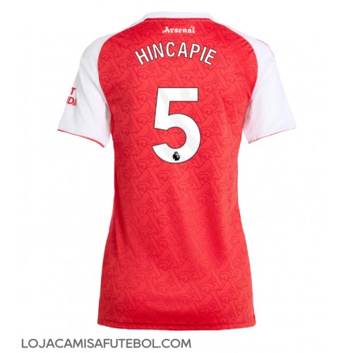 Camisa de Futebol Arsenal Piero Hincapie #5 Equipamento Principal Mulheres 2025-26 Manga Curta